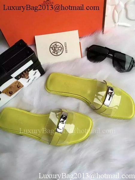 Hermes Slippers Leather HO687 Yellow