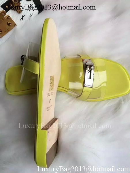 Hermes Slippers Leather HO687 Yellow