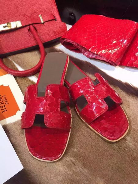Hermes Slippers Leather HO693 Red