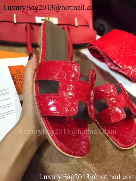 Hermes Slippers Leather HO693 Red