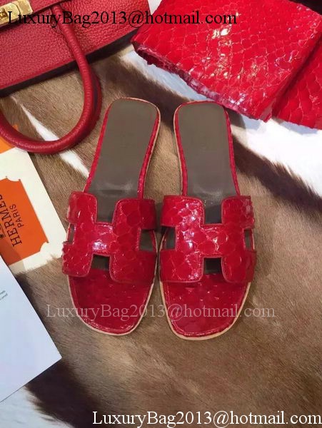 Hermes Slippers Leather HO693 Red