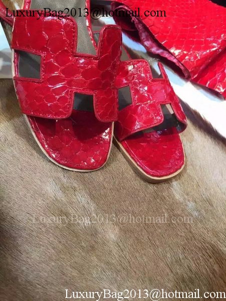 Hermes Slippers Leather HO693 Red