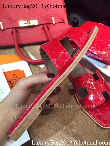 Hermes Slippers Leather HO693 Red