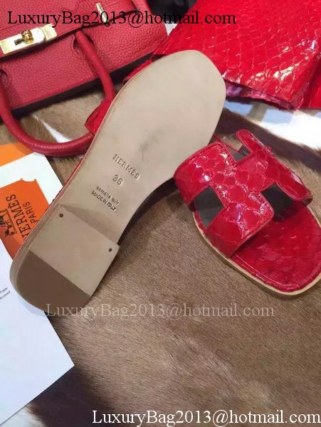 Hermes Slippers Leather HO693 Red