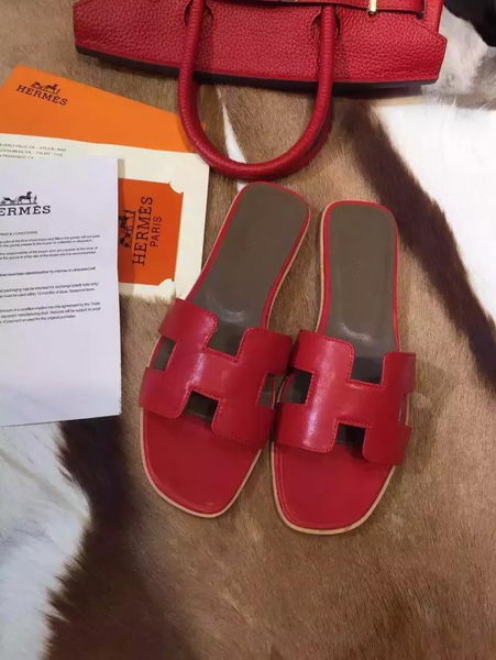 Hermes Slippers Leather HO695 Red
