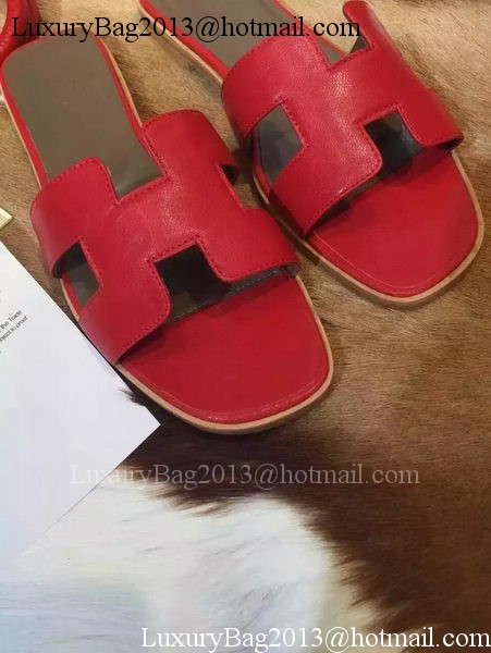 Hermes Slippers Leather HO695 Red