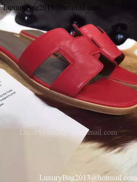 Hermes Slippers Leather HO695 Red