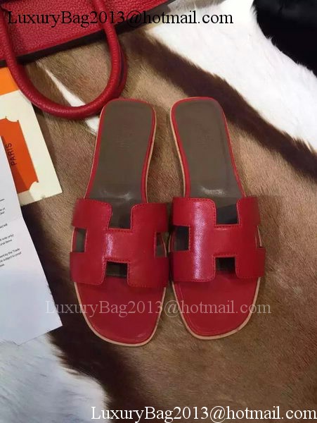 Hermes Slippers Leather HO695 Red