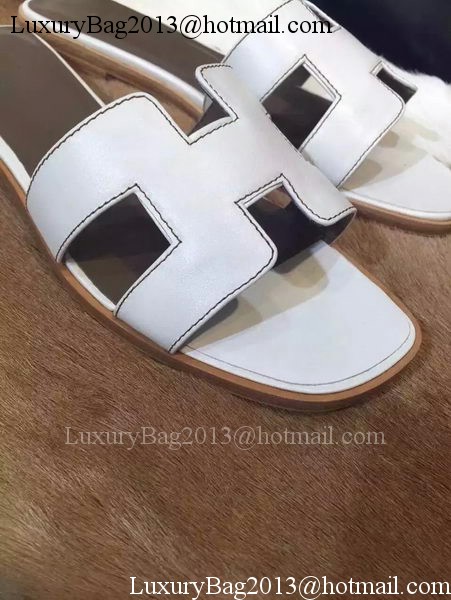 Hermes Slippers Leather HO695 White