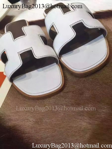 Hermes Slippers Leather HO695 White