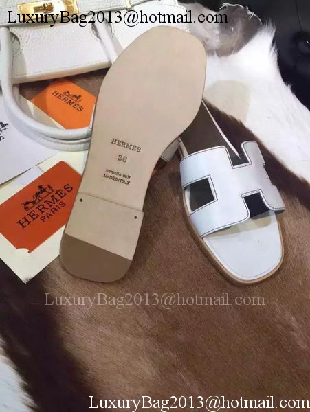 Hermes Slippers Leather HO695 White