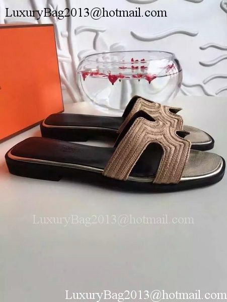 Hermes Slippers Leather HO698 Gold