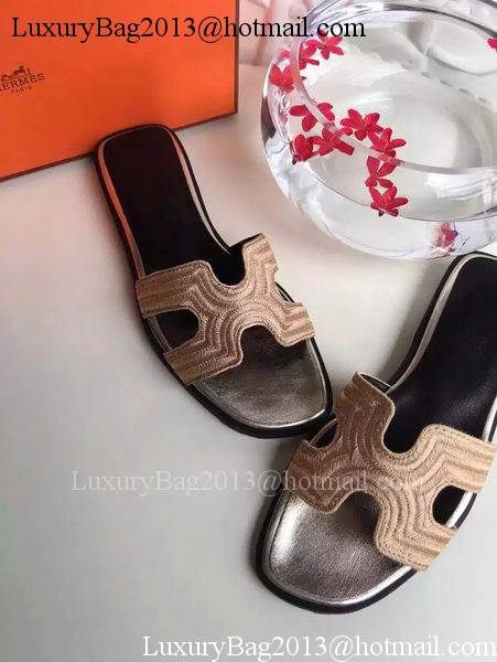 Hermes Slippers Leather HO698 Gold