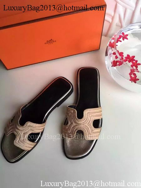 Hermes Slippers Leather HO698 Gold