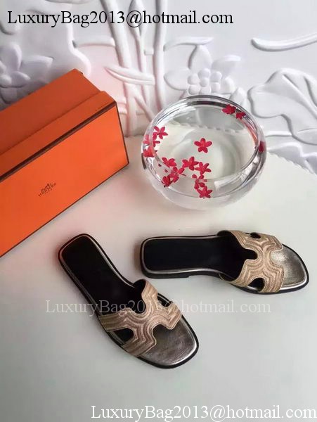 Hermes Slippers Leather HO698 Gold