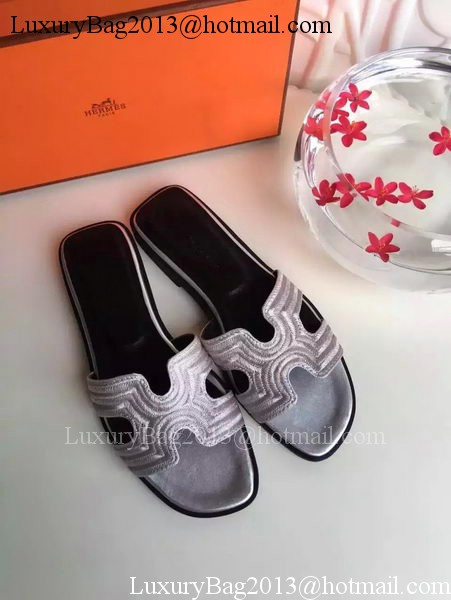 Hermes Slippers Leather HO698 Grey