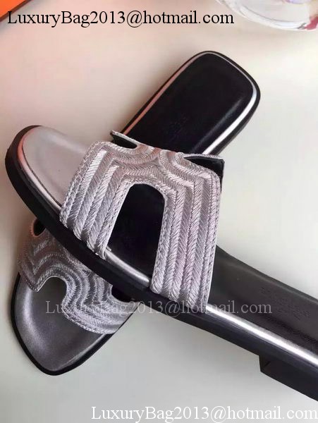 Hermes Slippers Leather HO698 Grey