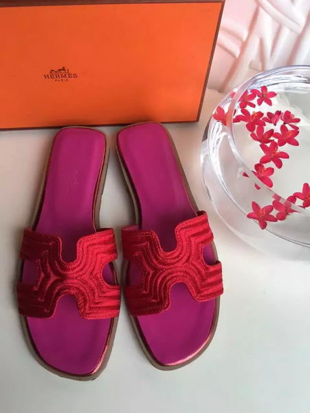 Hermes Slippers Leather HO698 Red