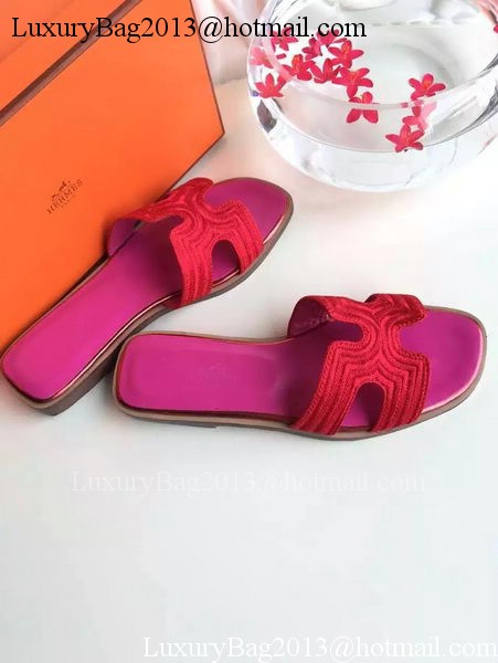 Hermes Slippers Leather HO698 Red