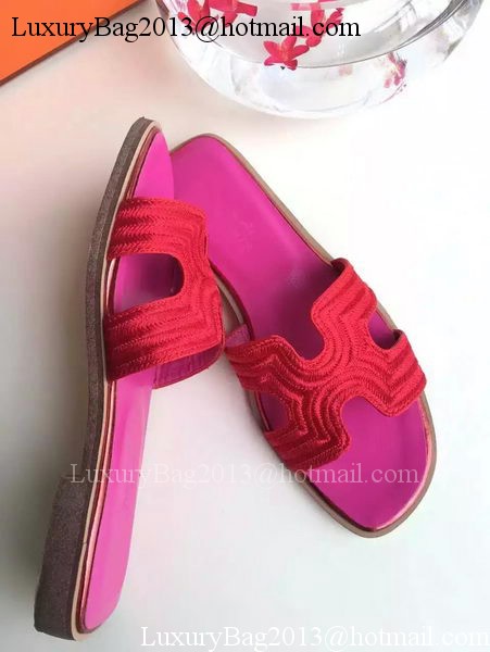 Hermes Slippers Leather HO698 Red