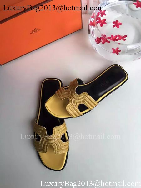 Hermes Slippers Leather HO698 Yellow