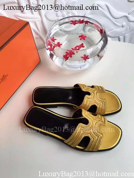 Hermes Slippers Leather HO698 Yellow