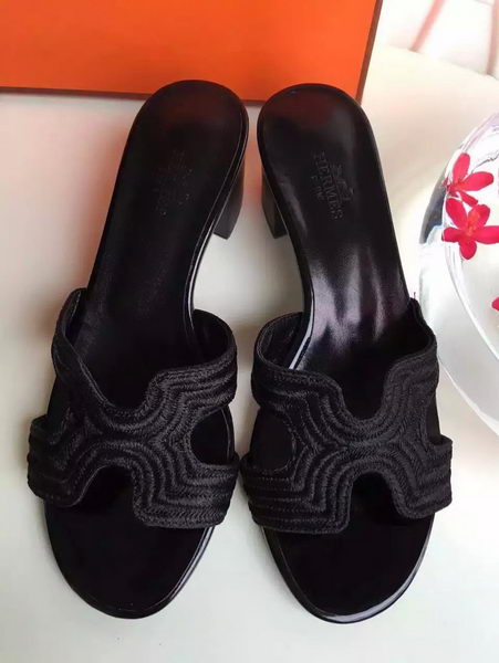 Hermes Slippers Leather HO703 Black