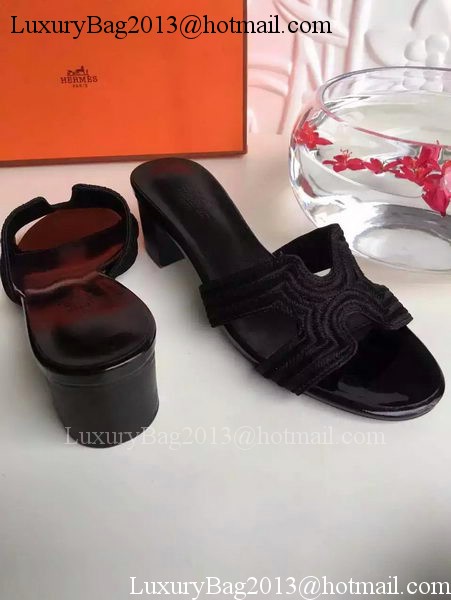 Hermes Slippers Leather HO703 Black