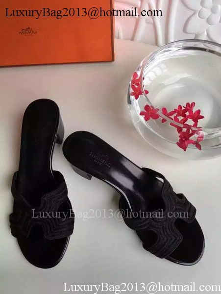 Hermes Slippers Leather HO703 Black