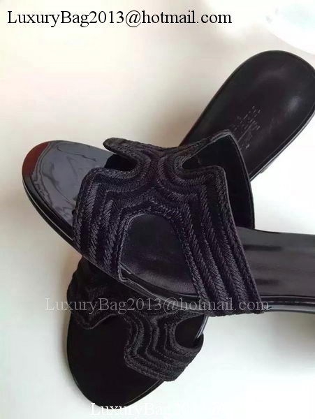 Hermes Slippers Leather HO703 Black