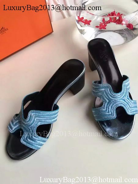 Hermes Slippers Leather HO703 Blue