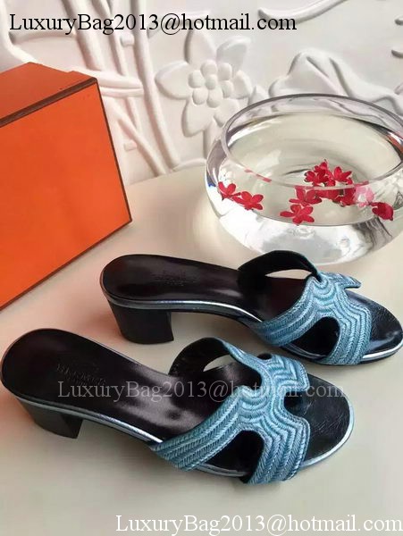 Hermes Slippers Leather HO703 Blue