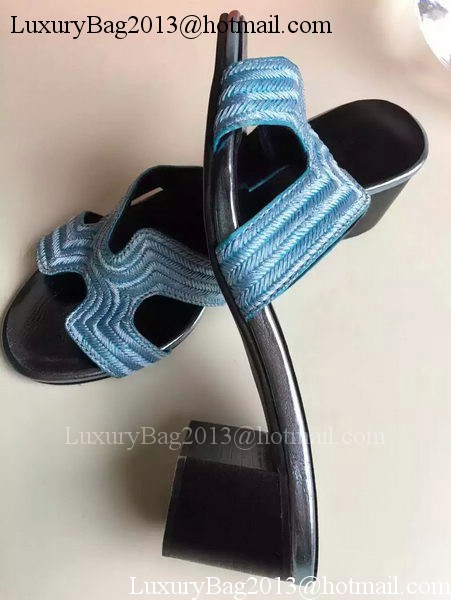 Hermes Slippers Leather HO703 Blue