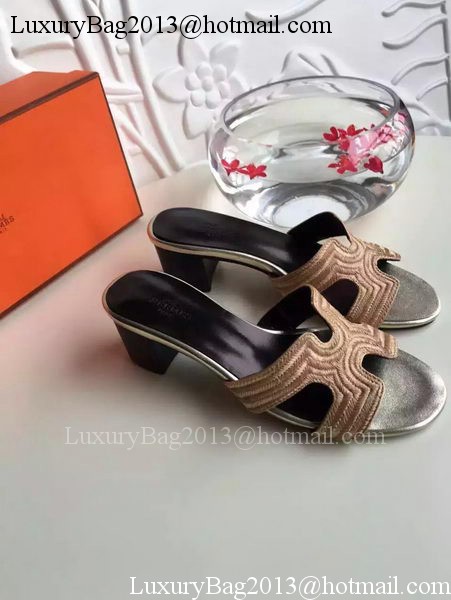 Hermes Slippers Leather HO703 Gold