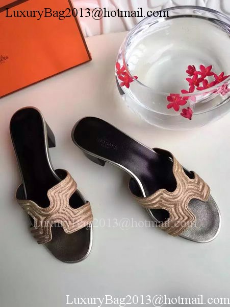 Hermes Slippers Leather HO703 Gold