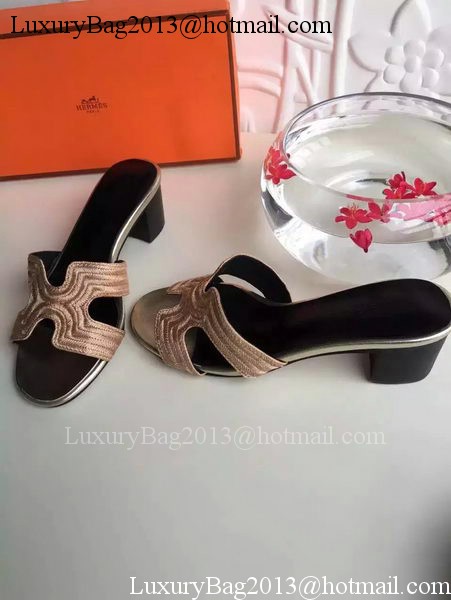 Hermes Slippers Leather HO703 Gold