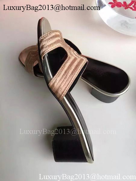 Hermes Slippers Leather HO703 Gold