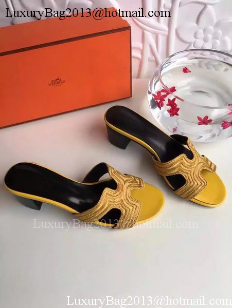 Hermes Slippers Leather HO703 Yellow