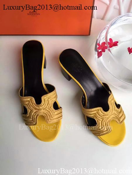 Hermes Slippers Leather HO703 Yellow