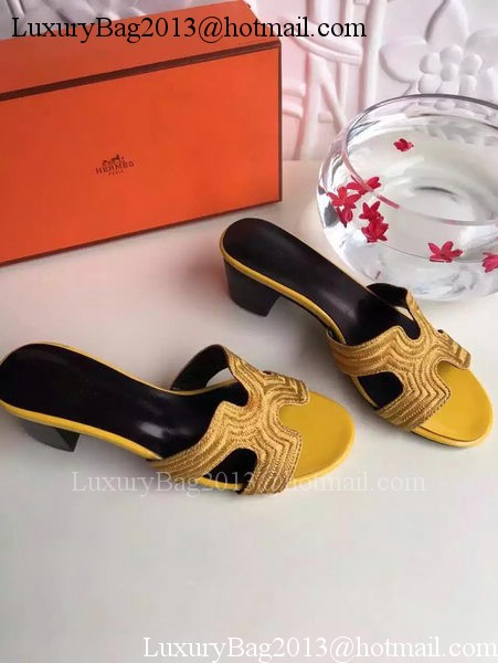 Hermes Slippers Leather HO703 Yellow