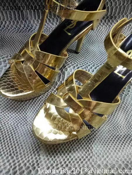 Yves Saint Laurent 20mm Platform 130mm Sandal YSL304 Gold