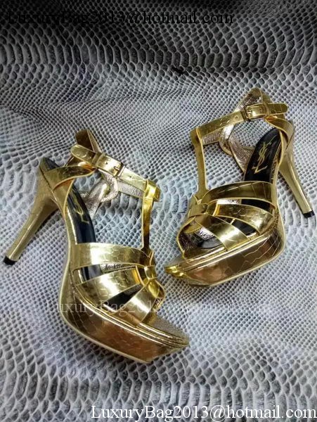 Yves Saint Laurent 20mm Platform 130mm Sandal YSL304 Gold