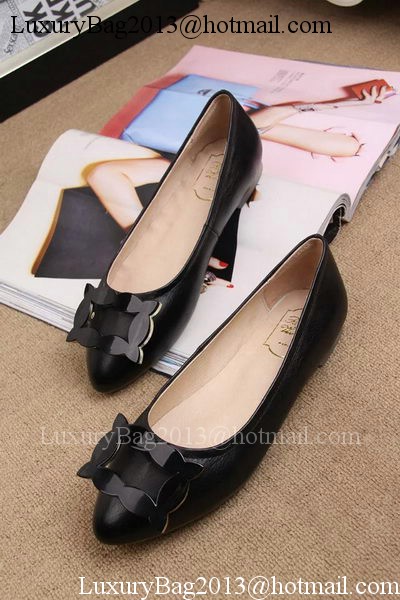 Roger Vivier Leather Ballerina Shoe RV319 Black