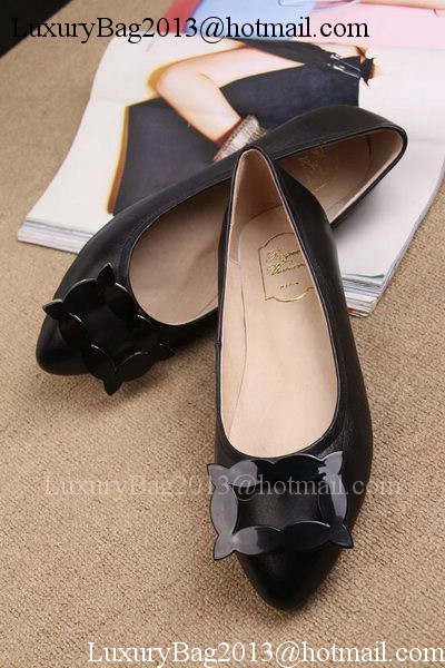 Roger Vivier Leather Ballerina Shoe RV319 Black