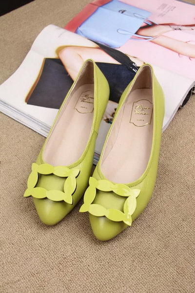 Roger Vivier Leather Ballerina Shoe RV319 Yellow