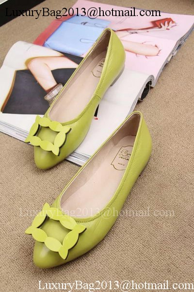 Roger Vivier Leather Ballerina Shoe RV319 Yellow