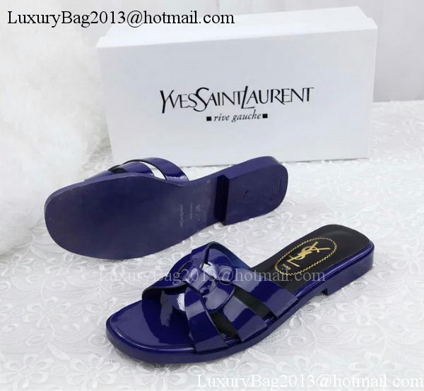 Yves Saint Laurent Patent Leather Slipper YSL287 Blue