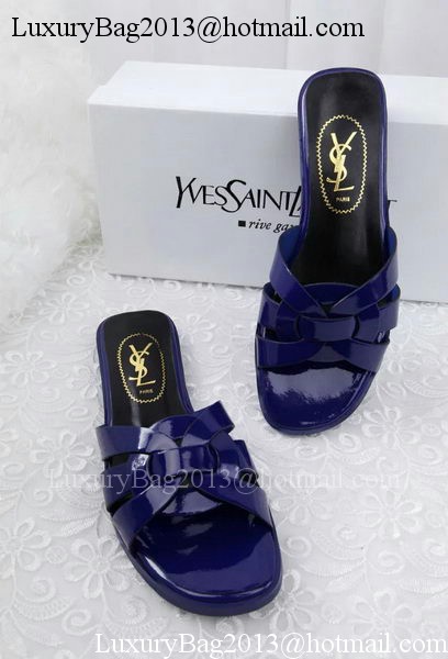 Yves Saint Laurent Patent Leather Slipper YSL287 Blue