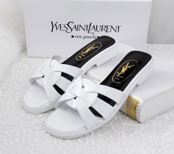 Yves Saint Laurent Patent Leather Slipper YSL287 White