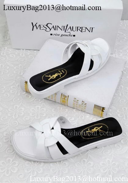 Yves Saint Laurent Patent Leather Slipper YSL287 White